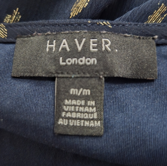 Haver London Navy Blouse W Gold M - Picture 6 of 7